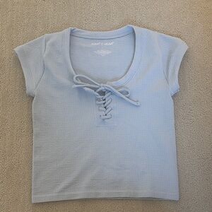 Light Blue Lace-Up Top
